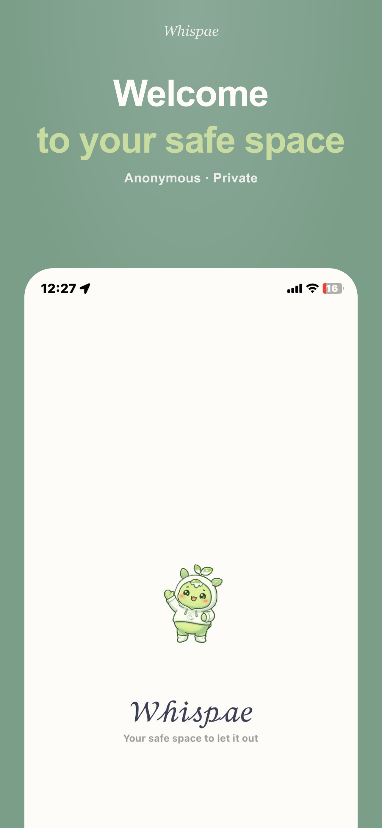 Welcome screen